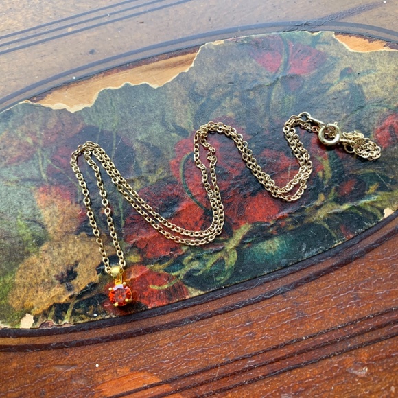 Pretty Faux Orange Sapphire Color Round Solitaire - Picture 9 of 9